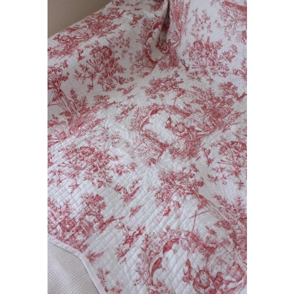 キルトカバー キルトラグ マルチキルト トワルドジュイ ブルー＆レッド