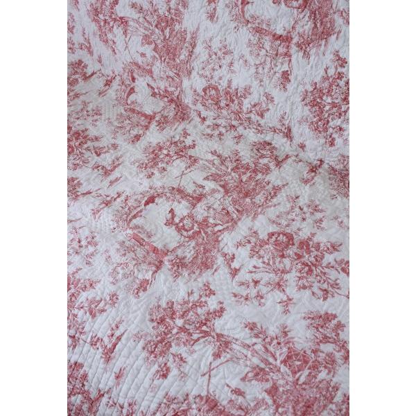 キルトカバー キルトラグ マルチキルト トワルドジュイ ブルー＆レッド