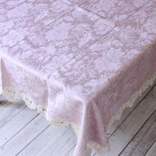 撥水加工 ピンク かわいい テーブルクロス 花柄 ラベンダー 高級品
