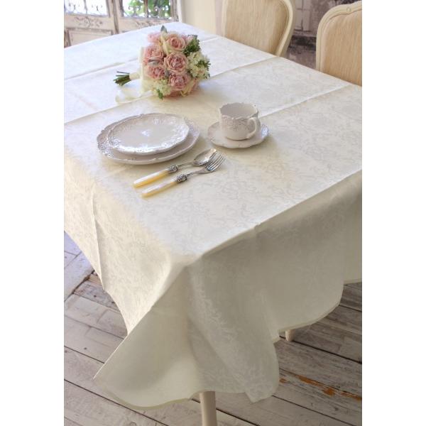 テーブルクロス 撥水 長方形 4人掛け 120×170 ダマスクローズ ダマスク