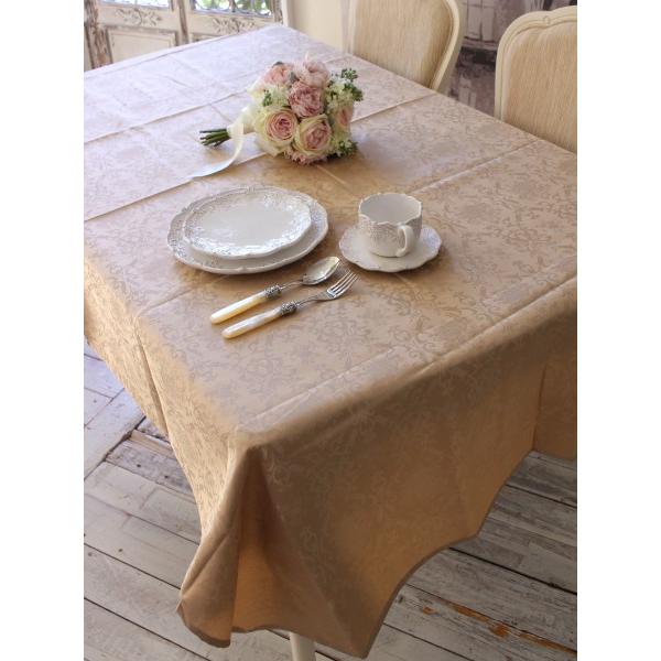 テーブルクロス 撥水 長方形 4人掛け 120×170 ダマスクローズ