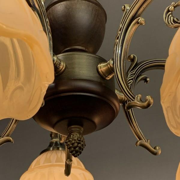 アンバーガラス ランプ ガラスシェード シーリングランプ 5灯 日本製