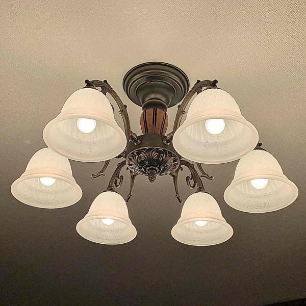 ガラスシェード シーリングランプ 6灯 日本製 シーリングライト