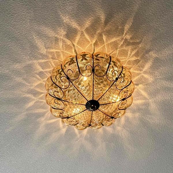 シーリングライト ガラス イタリア製 ムラノガラス アンバー