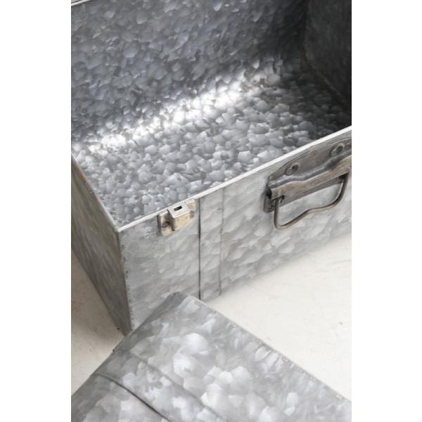 ベージ トランクボックス 2点セット 収納 シルバー インダストリアル