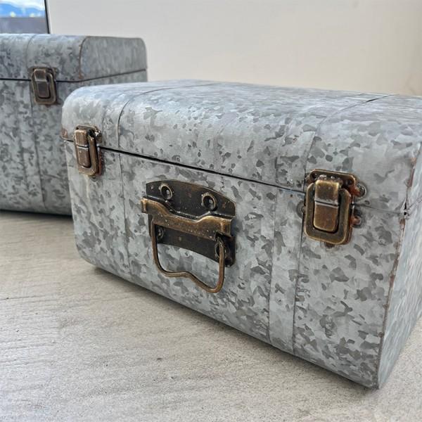 ベージ トランクボックス 2点セット 収納 シルバー インダストリアル