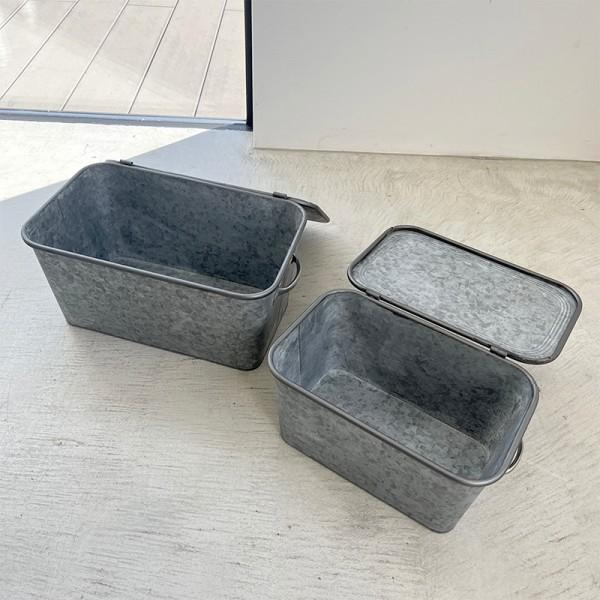 収納ボックス ブリキ ベージ スクエアボックス 2点セット 収納 小物