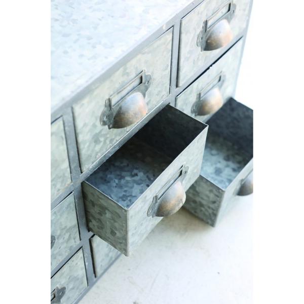 小型 卓上収納 キャビネット シルバー ルデン ブリキ アイアン