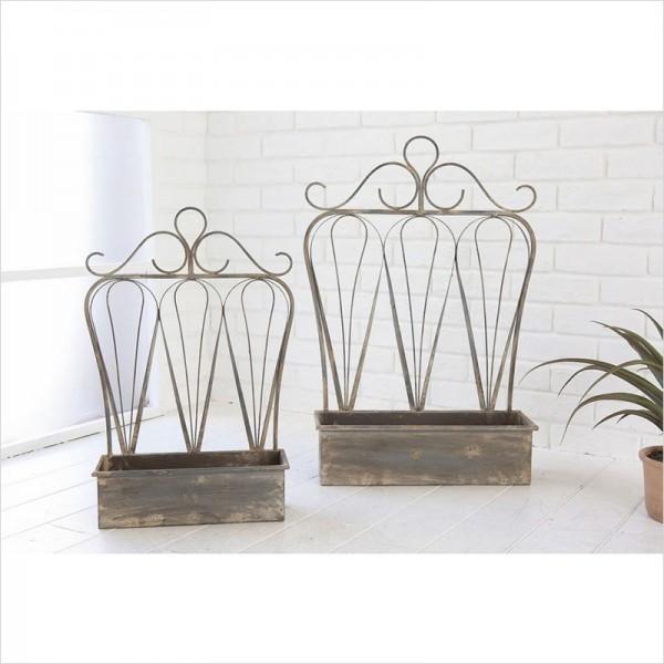 壁掛け　プランター　アンティーク　多肉植物　シャビー　アイアン　2個　什器　店舗 壁掛け プランター アンティーク 多肉植物 シャビー アイアン 2