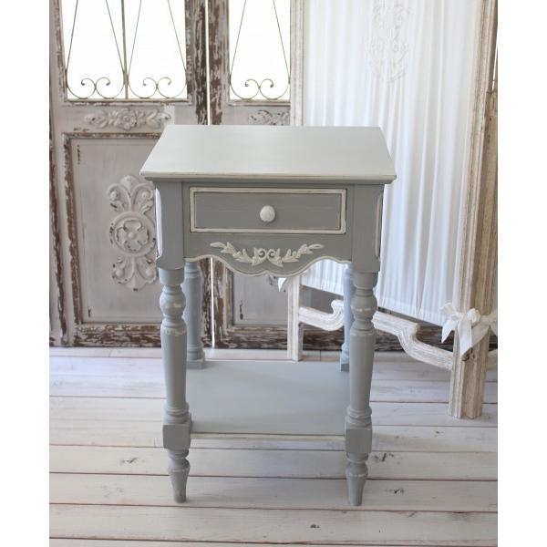 ナイトテーブル 121148 グレー 木製 アンティーク 家具 カントリー