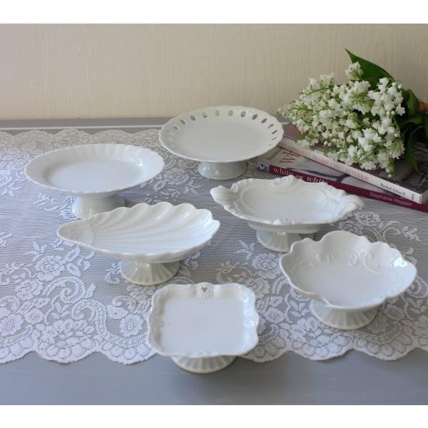 ホワイト陶器 ケーキスタンド 一個 ホワイト陶器 ケーキスタンド 一個