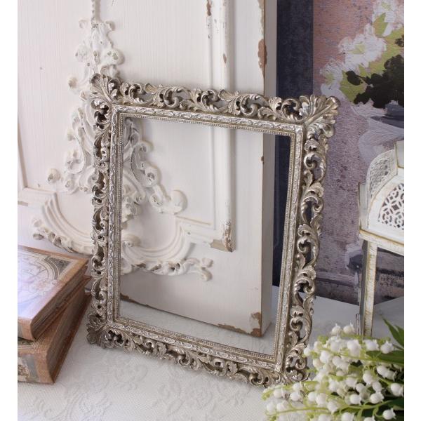 フレーム 額縁 フレームのみ（6653 シルバー） 飾り額 アンティーク