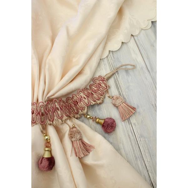 ピンクローズ　ベルベット ロングカーテン タッセル付き カーテン ニトリ トリムローズ ピンク タッセル 姫系 フラン