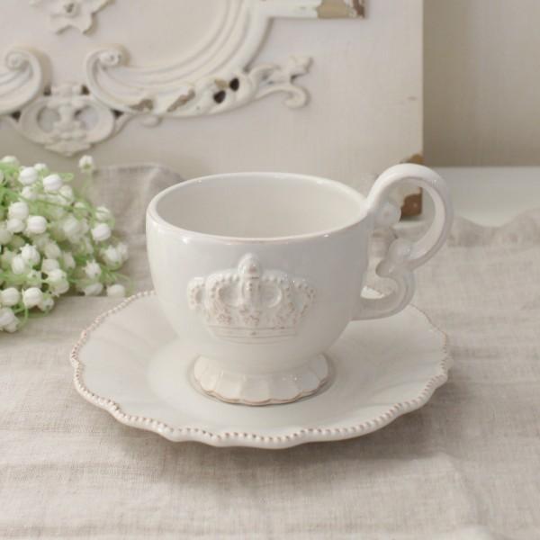 580円 一番の フレンチカントリーな王冠モチーフシリーズ ロイヤルクラウン カップ ソーサー Camp S アンティーク 食器 アンティーク風 おしゃれな食器 かわいい食器