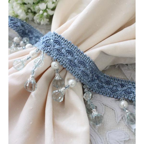 カーテンタッセル ブルー ビーズ カーテン止め タイバック （ブルー