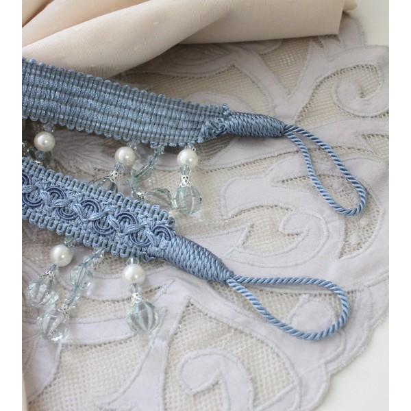 カーテンタッセル ブルー ビーズ カーテン止め タイバック （ブルー