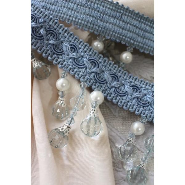 カーテンタッセル ブルー ビーズ カーテン止め タイバック （ブルー