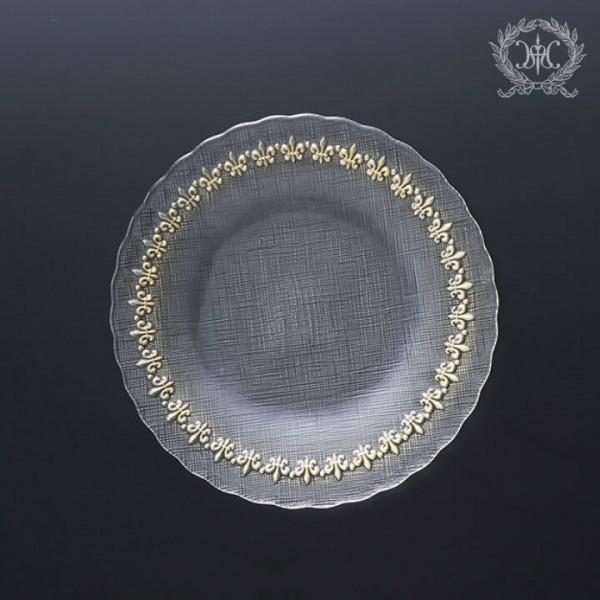 ガラス 食器 ゴールドフルールドリス プレート 1369 21cm トルコ製 プレート皿 ガラスプレート 輸入食器 ガラス製 ケーキ皿 ディナー皿 おしゃれな食器 ア ギフ 包装