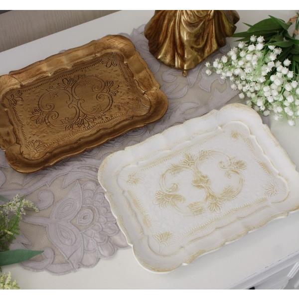 アンティークレーストレイ 贅沢な時間の演出に♪ アンティーク・トレー LV1-231-A-175