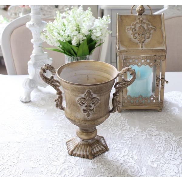 シャビーゴールド リリーポット 62 ブリキ 花器 コンポート アンティーク風 アンティーク 雑貨 姫系 輸入雑貨