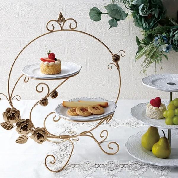 プレートホルダー ケーキスタンド 2段 アフタヌーンティースタンド 2