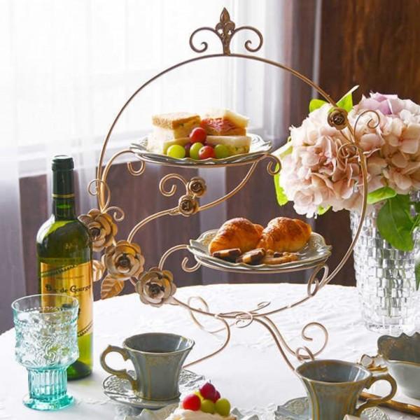 プレートホルダー ケーキスタンド 2段 アフタヌーンティースタンド 2