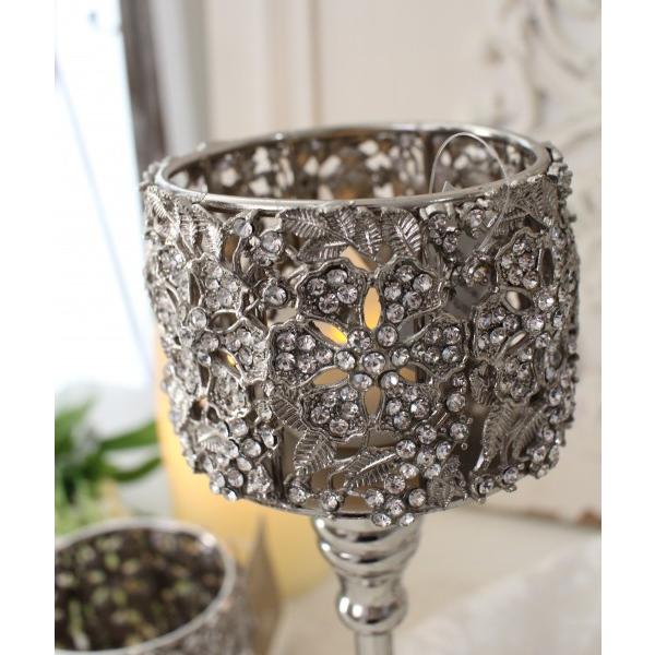 SALE30%OFF) キャンドルホルダー シルバー 金属製 ラインストーン