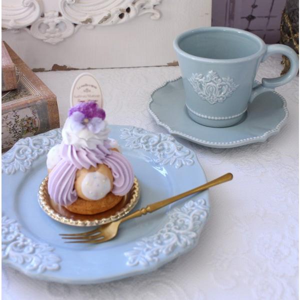 ティーカップ コーヒーカップ アンティーク風 洋食器 ミニョン ブルー 