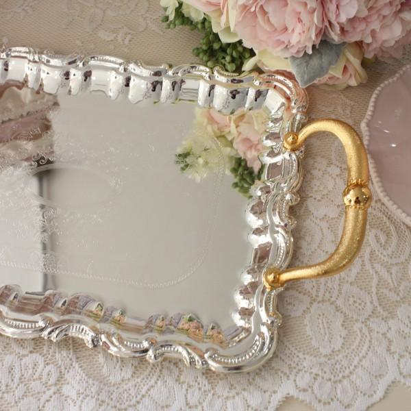 フランス　シルバートレイ　ハンドル付き　純銀 フランス シルバートレイ ハンドル付き 純銀 フランス シルバー