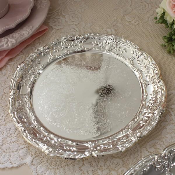 ラウンド シルバープレート スモール シルバートレー トレイ シルバー