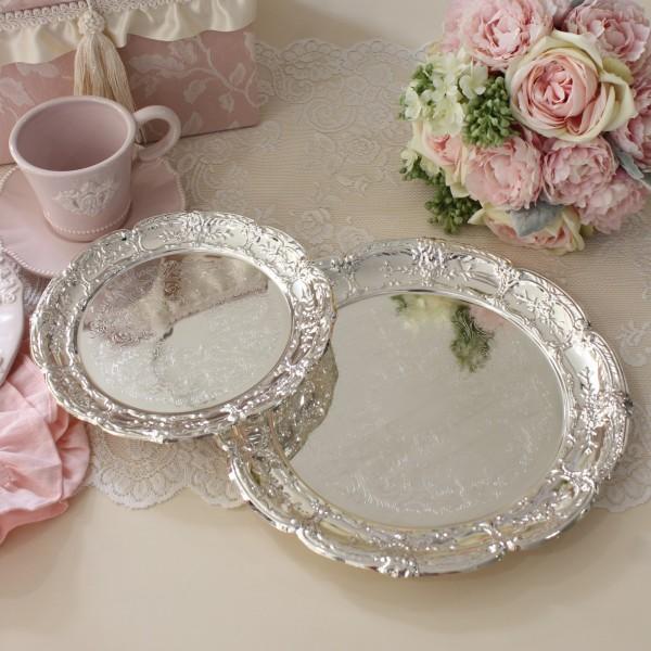 ラウンド シルバープレート スモール シルバートレー トレイ シルバー