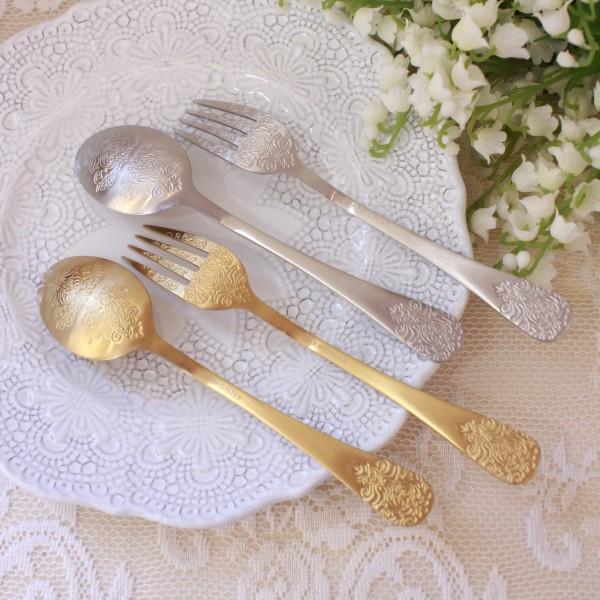 韓国 ag800 銀製デザートスプーン3本 デザートフォーク3本 計167g 韓国