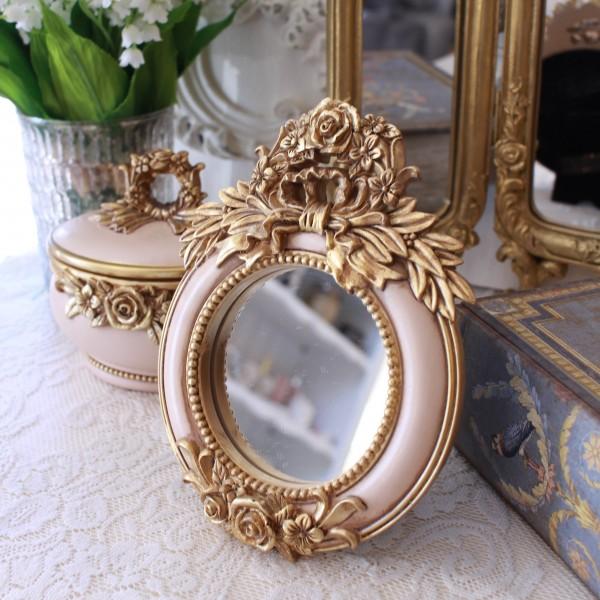 スタンドミラー 卓上ミラー ベルサイユ リボンローズ ミニミラー（147