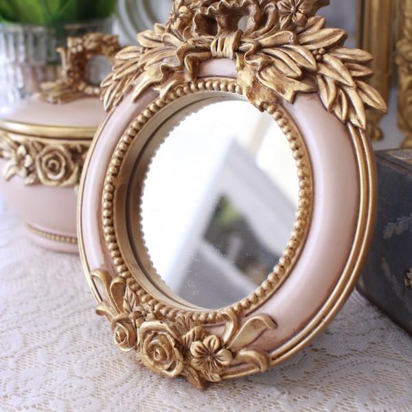 スタンドミラー 卓上ミラー ベルサイユ リボンローズ ミニミラー（147