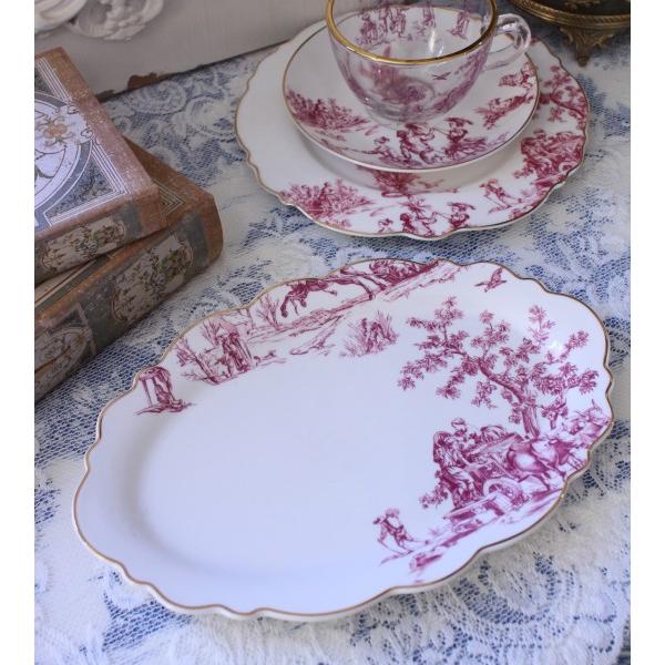 オーバルプレート トワルドジュイ ボルドー 洋食器 ケーキ皿 楕円 皿