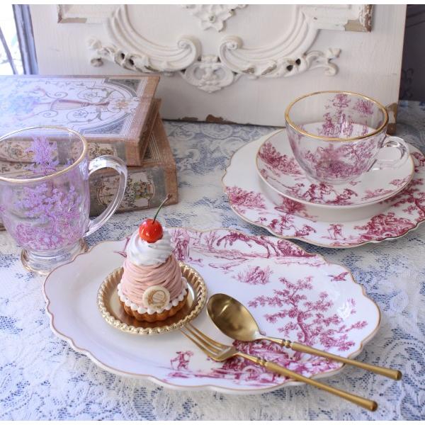 オーバルプレート トワルドジュイ ボルドー 洋食器 ケーキ皿 楕円 皿