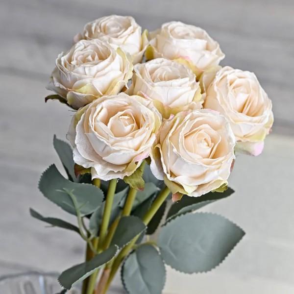 SALE30%OFF) 造花 薔薇 (オフホワイト590) 白 花束 7本セット ローズ