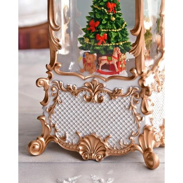 難あり クリスマス タワーツリー LED付 オルゴール/8曲 音楽 オブジェ スノードーム LED クリスマス 電動 オルゴール ホワイトランタン