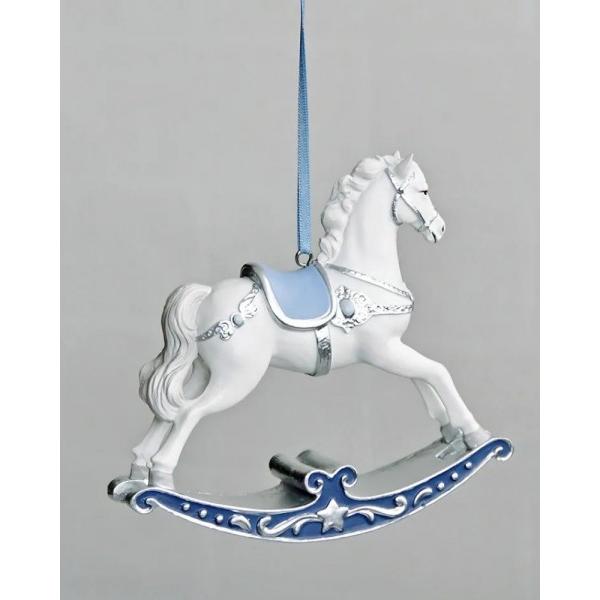 SALE20%OFF) クリスマス オーナメント ロッキングホース 馬 ブルー 壁