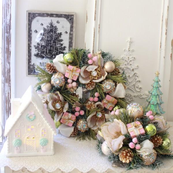 sale30) クリスマス リース マグノリア ピンク クリスマスリース 壁 