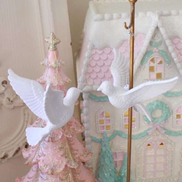 SALE30%OFF) ホワイト バード オーナメント 2個セット 小鳥 飾り