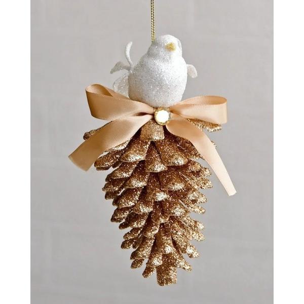 SALE20%OFF) クリスマスオーナメント バード パインコーン 北欧 小鳥