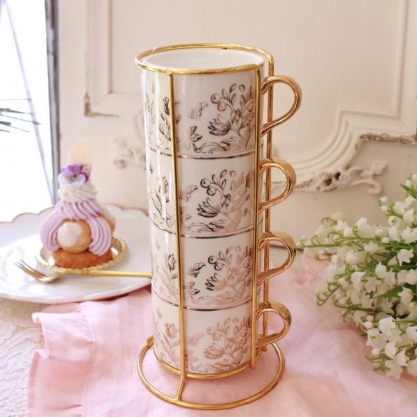 コーヒーカップ 4個セット ホルダー付き マグカップ おしゃれ