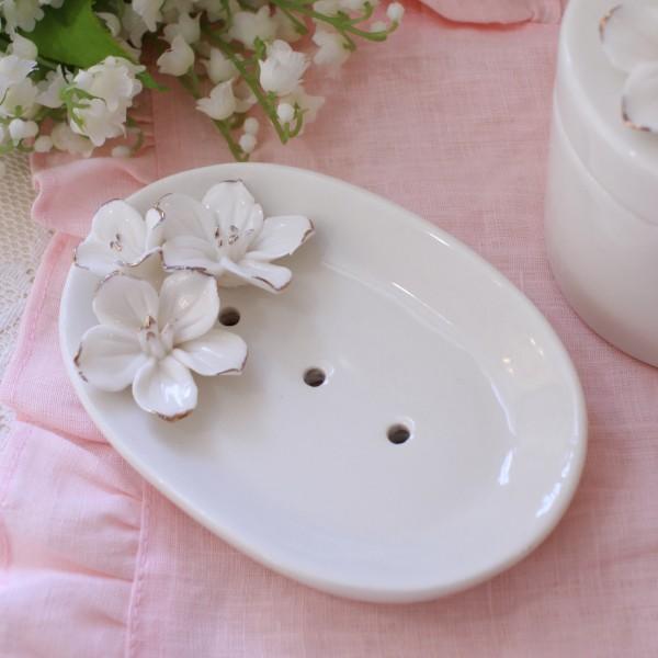 ソープトレイ 陶器 ソープディッシュ ホワイト マチルドM フランス