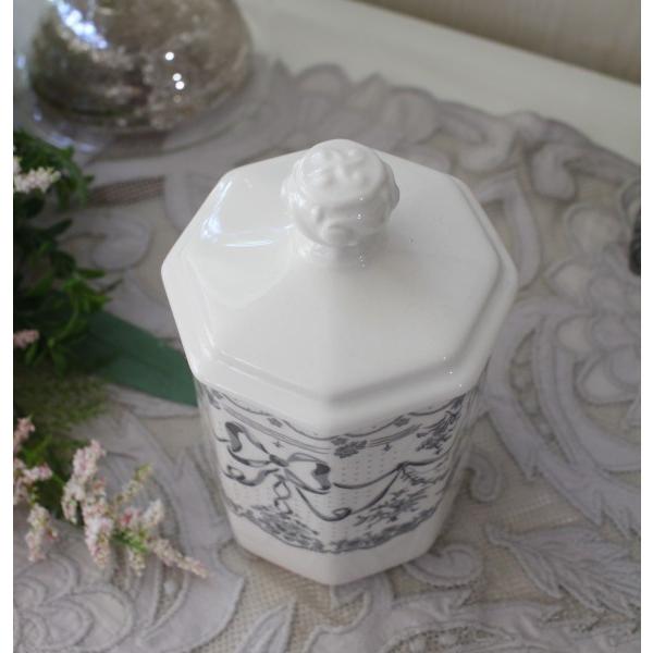 キャニスター ボックス 陶器 ホワイト コットン入れ 綿棒入れ 小物入れ