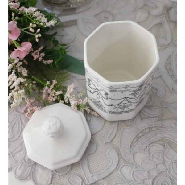 キャニスター ボックス 陶器 ホワイト コットン入れ 綿棒入れ 小物入れ