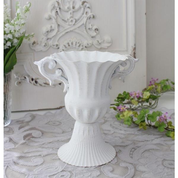 ヨーロピアンベース　花器 アイアンベース コンポート ホワイト 824 底穴有り 鉢カバー