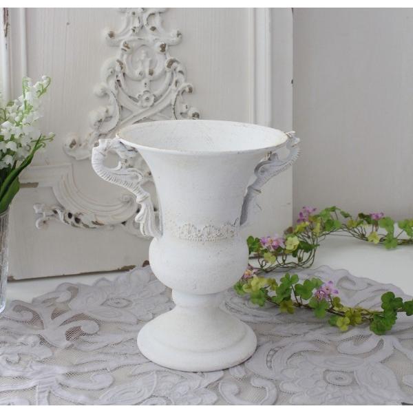 フラワーコンポート アイアンベース アイアン花器 ホワイト 830 底穴