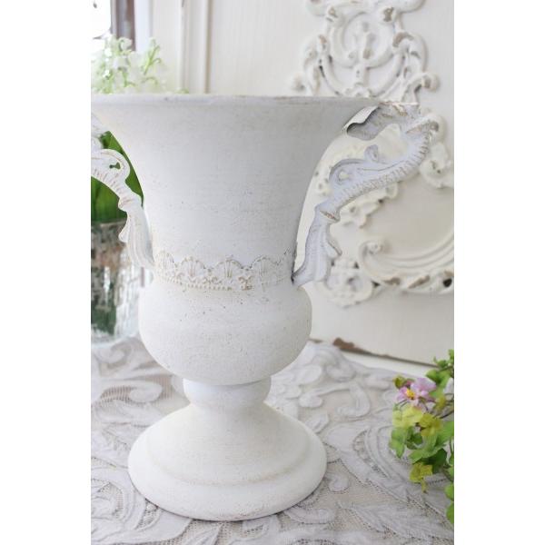 フラワーコンポート アイアンベース アイアン花器 ホワイト 830 底穴