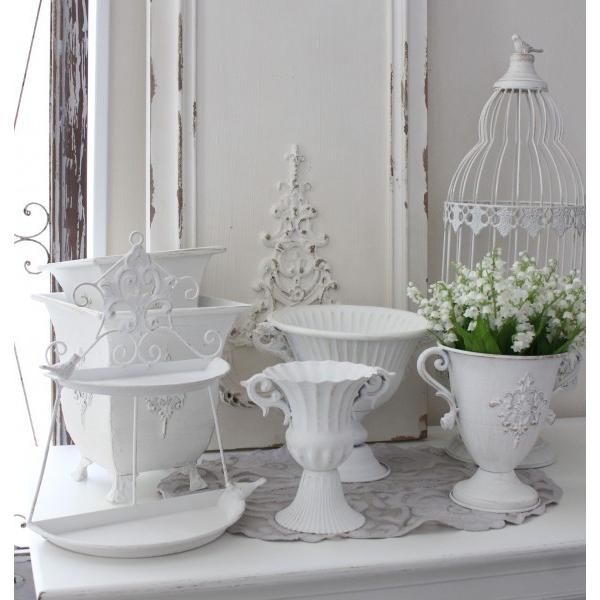 フラワーコンポート アイアンベース アイアン花器 ホワイト 830 底穴